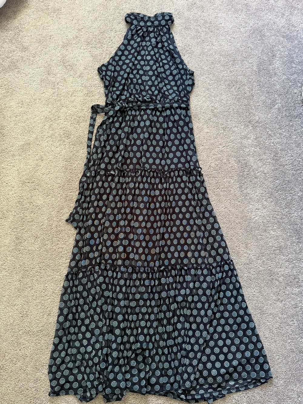 Kate & Lily Halter Sleeveless Navy Maxi Dress - Classic Summer Style - Picture 2 of 11